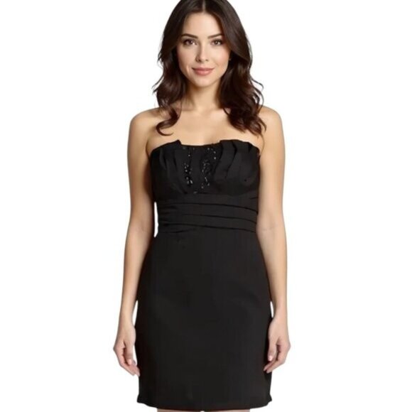 Romeo & Juliet Couture Beaded Strapless Mini Dress Black M NWT - Picture 5 of 14